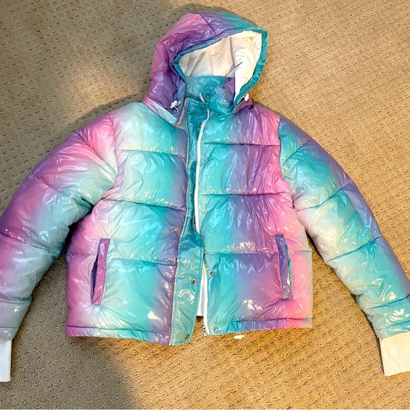 Holographic Jacket Holographic Puffer Jacket ReflectiveClo, 44% OFF